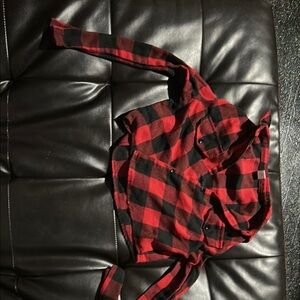 Red and Black Plaid Button-Up Shirt